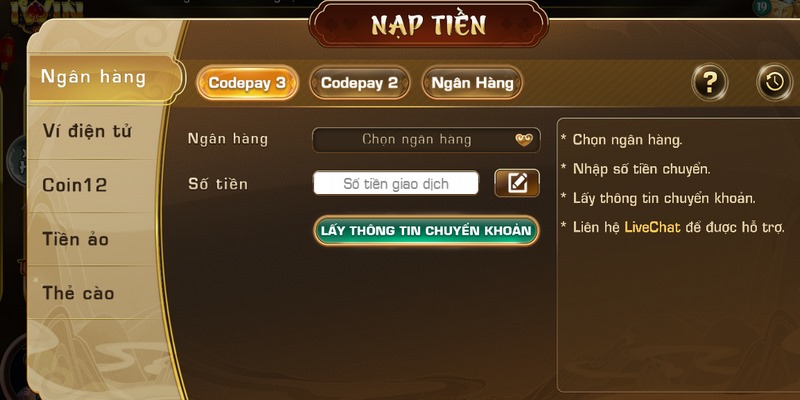 Hình thức nạp tiền Iwin qua tài khoản được ưa chuộng hiện nay